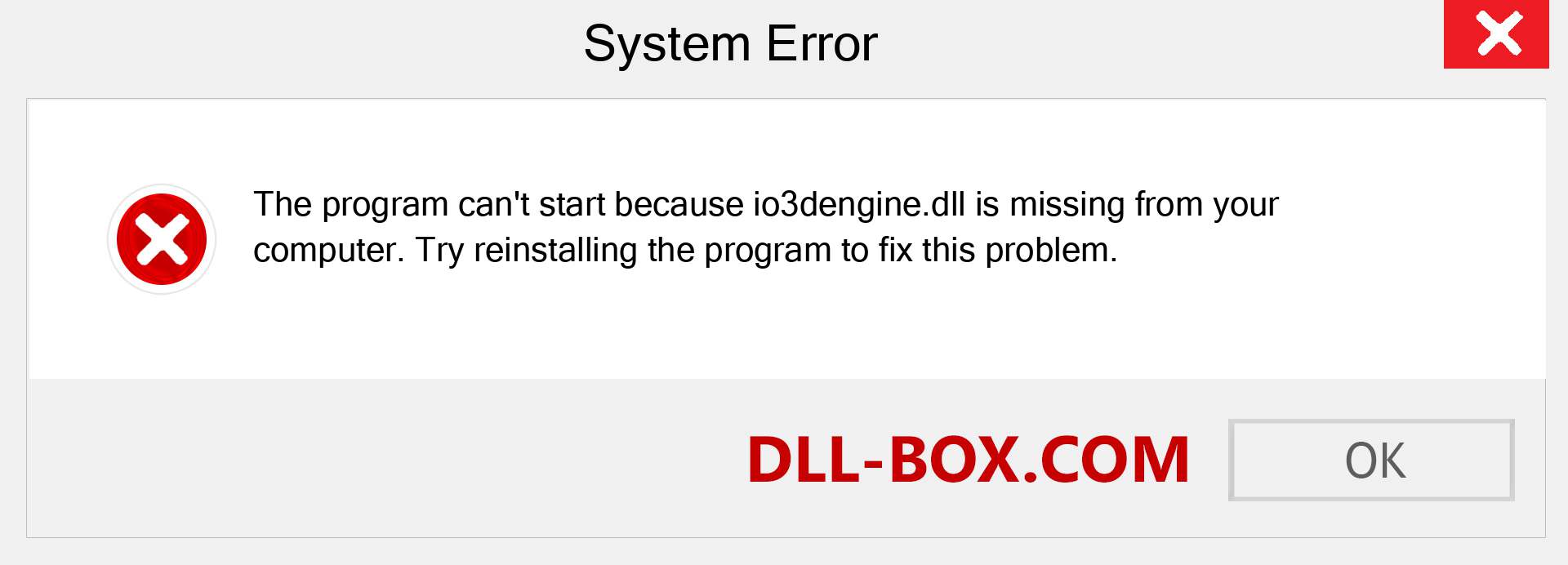  io3dengine.dll file is missing?. Download for Windows 7, 8, 10 - Fix  io3dengine dll Missing Error on Windows, photos, images